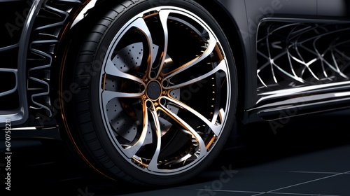 The sleek tire of a luxury vehicle, demonstrating the artistry of automotive engineering © ra0