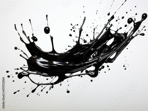 black paint splash on white background