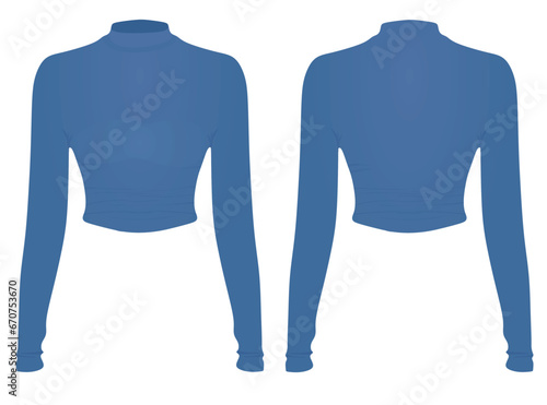 Women blue crop sweater. vector illustration