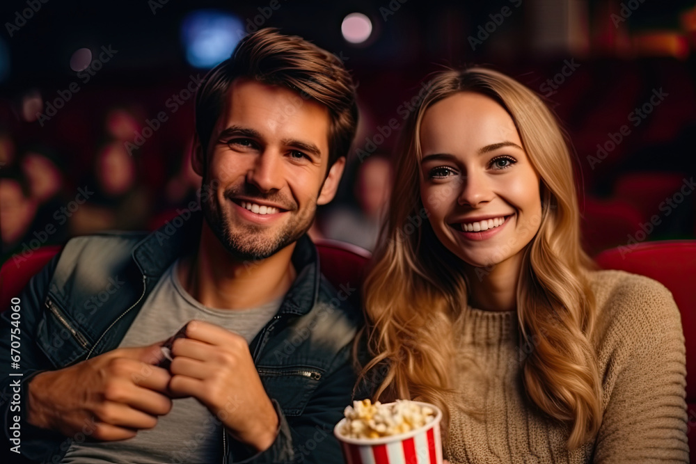 Caucasian people in the cinema hall during a movie Caucasian people in the cinema hall during a movie