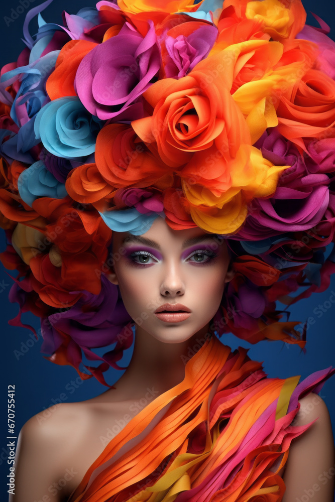 Beautiful young woman, fashion model in bright bold colors. Concept of fashion, beauty and youth. Beautiful young woman, fashion model in bright bold colors. Concept of fashion, beauty and youth.