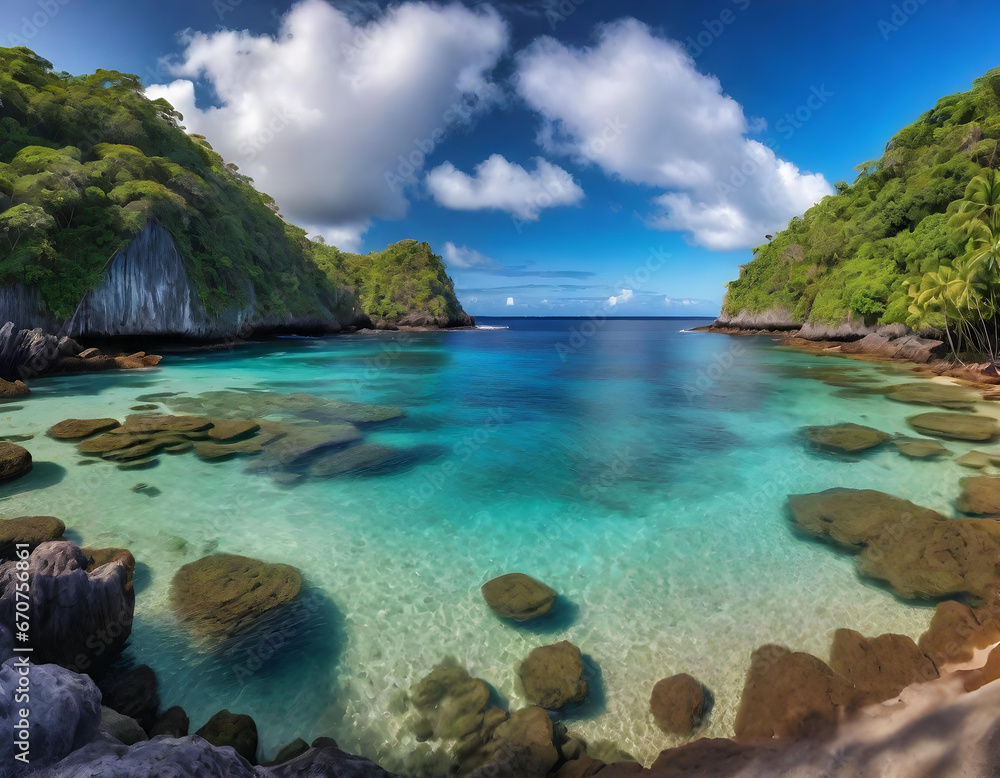 beautiful tropical bay. generative ai beautiful tropical bay. generative ai