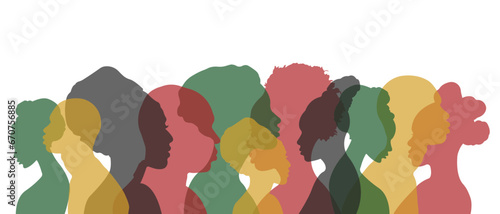 Silhouettes of dark-skinned African and African-American men and women.Vector illustration.