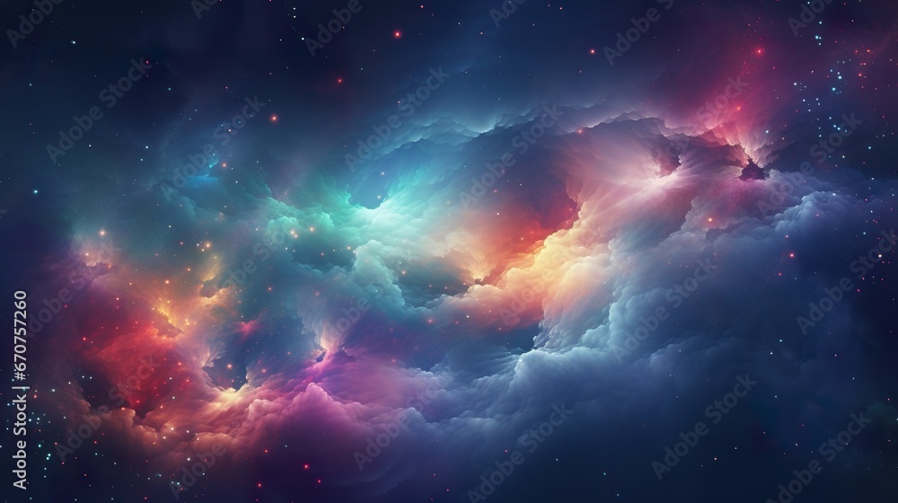 Obraz premium space with stars and nebulas and colorful clouds wallpaper, multicolored vibrant cosmic background