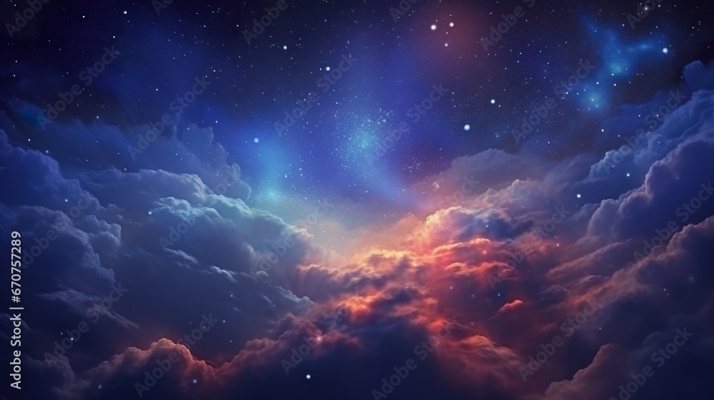 beautiful clouds and night sky, colorful creative background, fantasy heaven illustration
