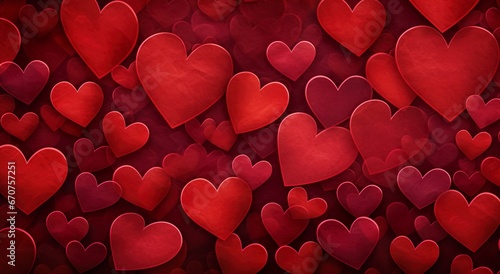red background with heart shapes, valentines day wallpaper concept