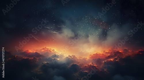 space with stars and nebulas and colorful clouds wallpaper, multicolored vibrant cosmic background © goami