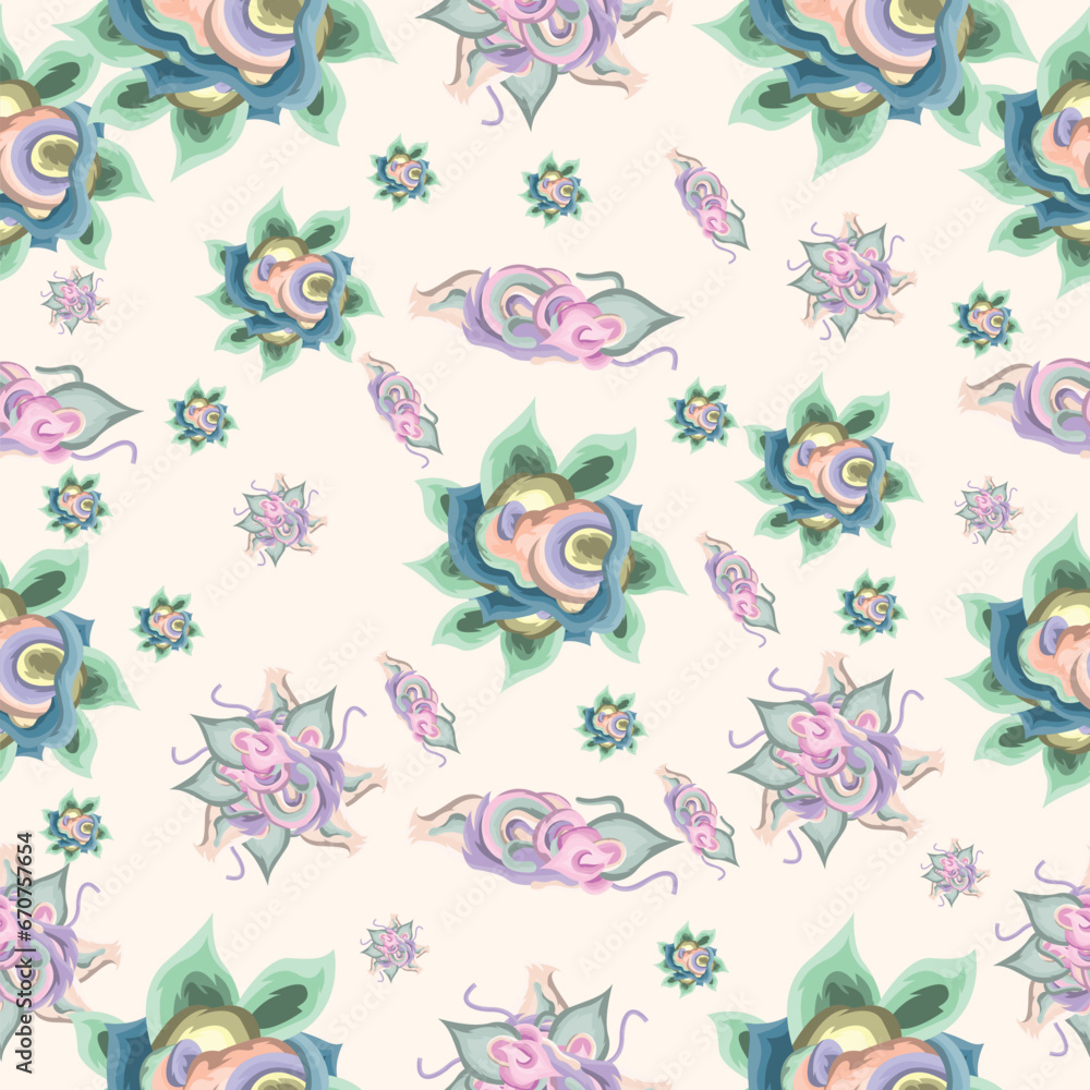 Obraz premium batik design illustration with cream background for fabric