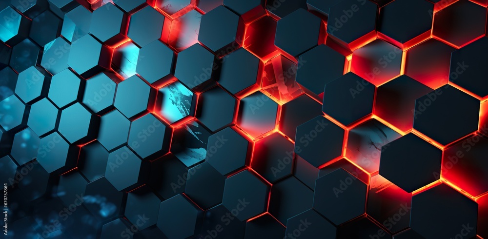 red, blue and orange honeycomb hexagon 3d background, geometry texture pattern, futuristic geometric structure design red, blue and orange honeycomb hexagon 3d background, geometry texture pattern, futuristic geometric structure design