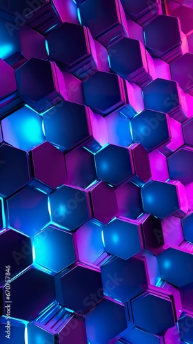 hexagon background with purple honeycomb texture  hexagonal shape colorful pattern  futuristic structure neon wallpaper