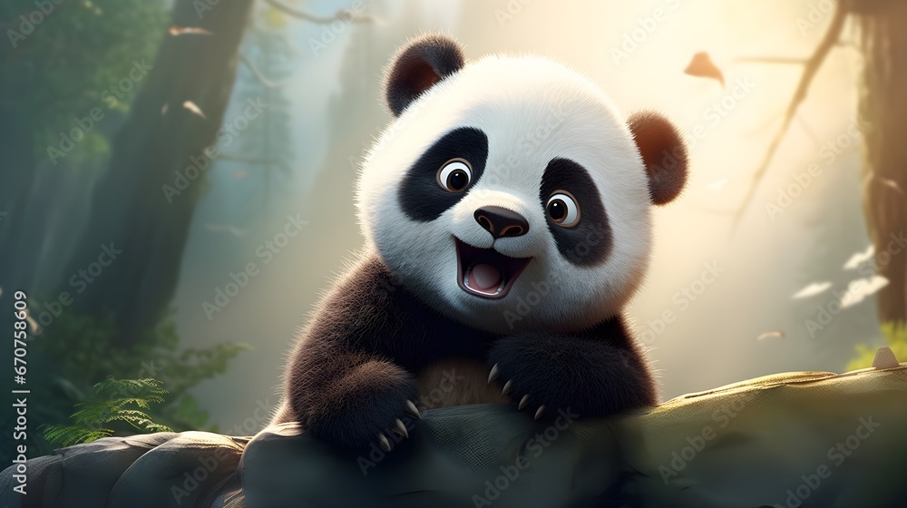 Obraz premium Cute Panda Portrait Wallpaper