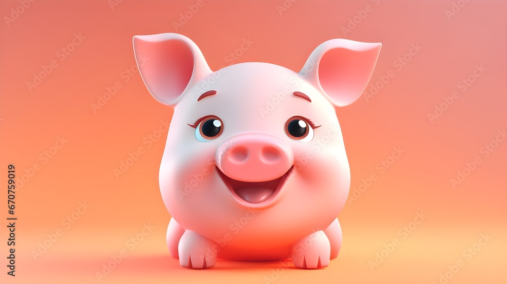 Adorable Pig Portrait Wallpaper with Soft Gradient Background Adorable Pig Portrait Wallpaper with Soft Gradient Background