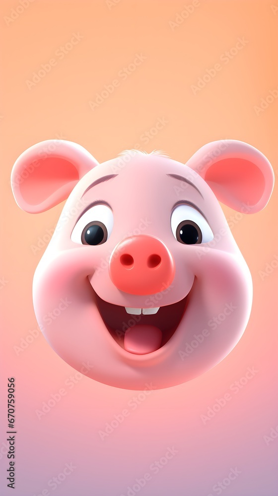 Adorable Pig Portrait Wallpaper with Soft Gradient Background Adorable Pig Portrait Wallpaper with Soft Gradient Background