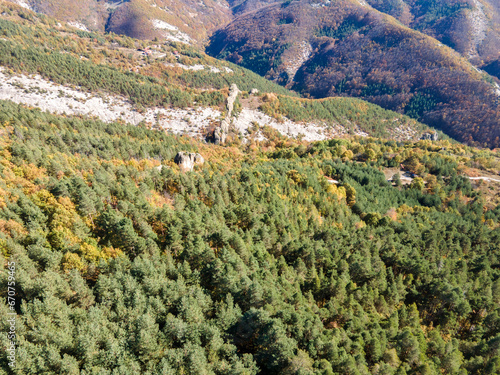 Aerial Autumn view of  ancient sanctuary Belintash, Bulgaria photo