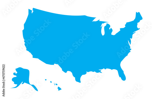 united states of american blue map