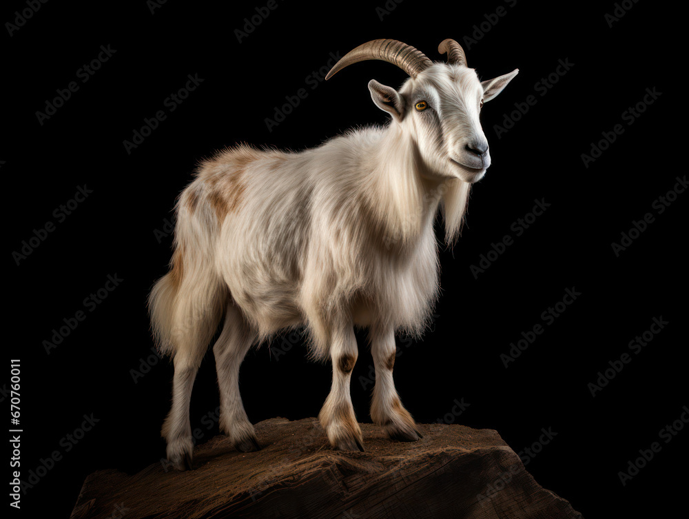 Obraz premium Ibex Studio Shot Isolated on Clear Black Background, Generative AI