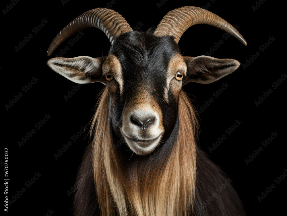 Ibex Studio Shot Isolated on Clear Black Background, Generative AI Ibex Studio Shot Isolated on Clear Black Background, Generative AI
