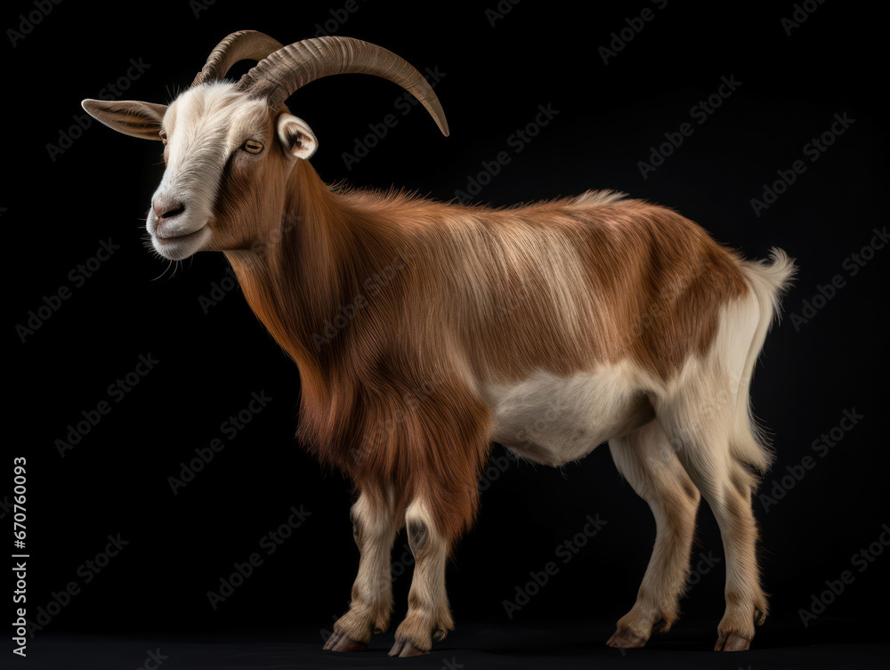 Ibex Studio Shot Isolated on Clear Black Background, Generative AI Ibex Studio Shot Isolated on Clear Black Background, Generative AI
