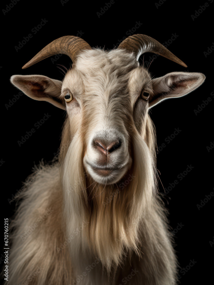 Ibex Studio Shot Isolated on Clear Black Background, Generative AI Ibex Studio Shot Isolated on Clear Black Background, Generative AI