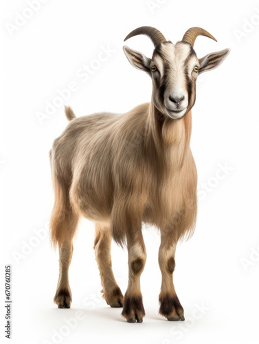 Alpine Goat Studio Shot Isolated on Clear White Background, Generative AI