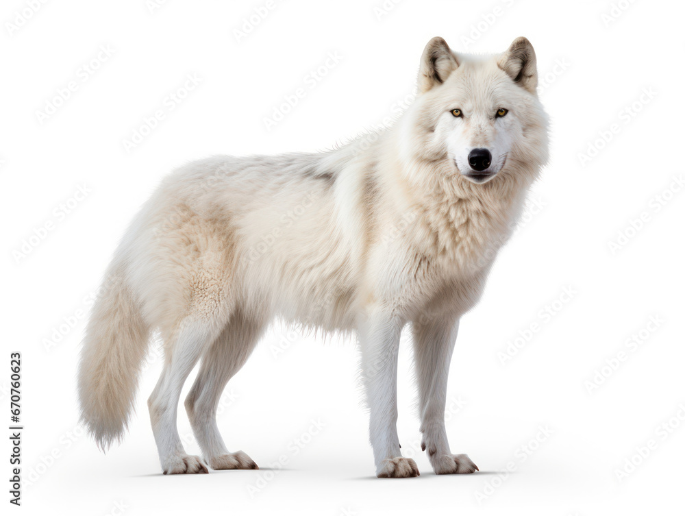 Arctic Wolf Studio Shot Isolated on Clear White Background, Generative AI Arctic Wolf Studio Shot Isolated on Clear White Background, Generative AI