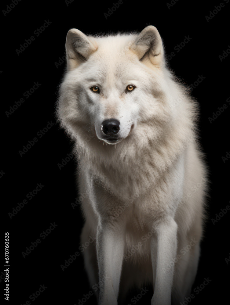 Arctic Wolf Studio Shot Isolated on Clear Black Background, Generative AI Arctic Wolf Studio Shot Isolated on Clear Black Background, Generative AI