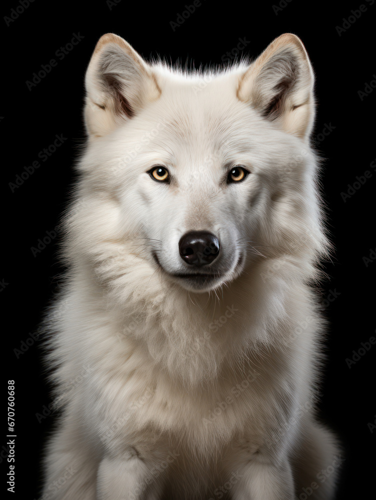 Arctic Wolf Studio Shot Isolated on Clear Black Background, Generative AI Arctic Wolf Studio Shot Isolated on Clear Black Background, Generative AI