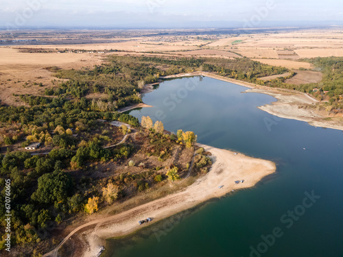 Aerial view of The Forty Springs Reservoir, Bulgaria