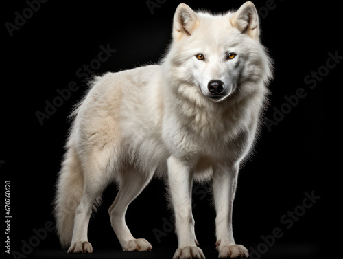 Arctic Wolf Studio Shot Isolated on Clear Black Background  Generative AI