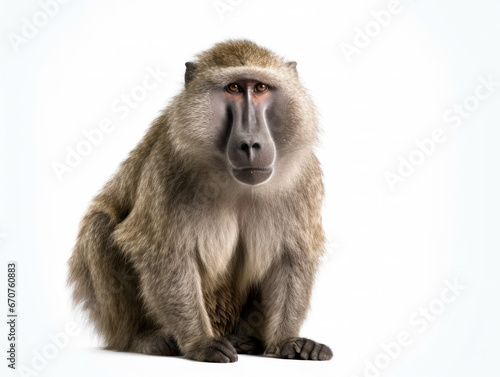 Baboon Studio Shot Isolated on Clear White Background  Generative AI