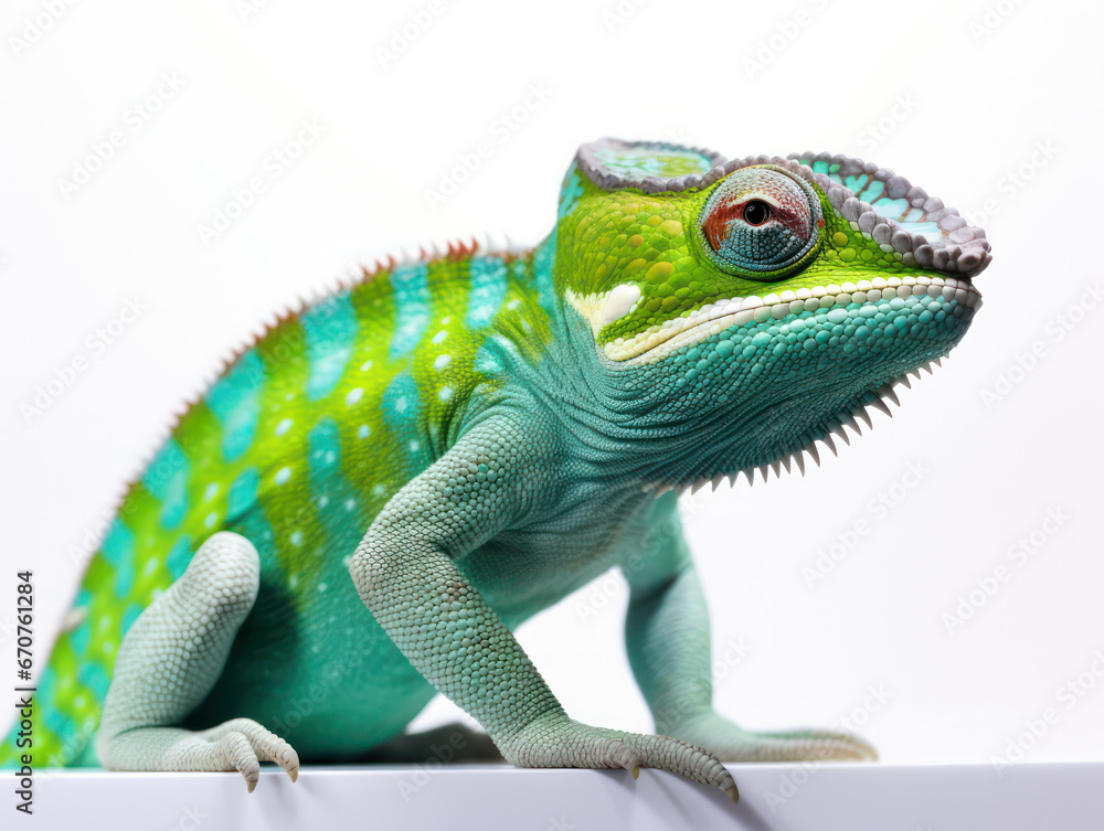 Fototapeta premium Chameleon Studio Shot Isolated on Clear White Background, Generative AI
