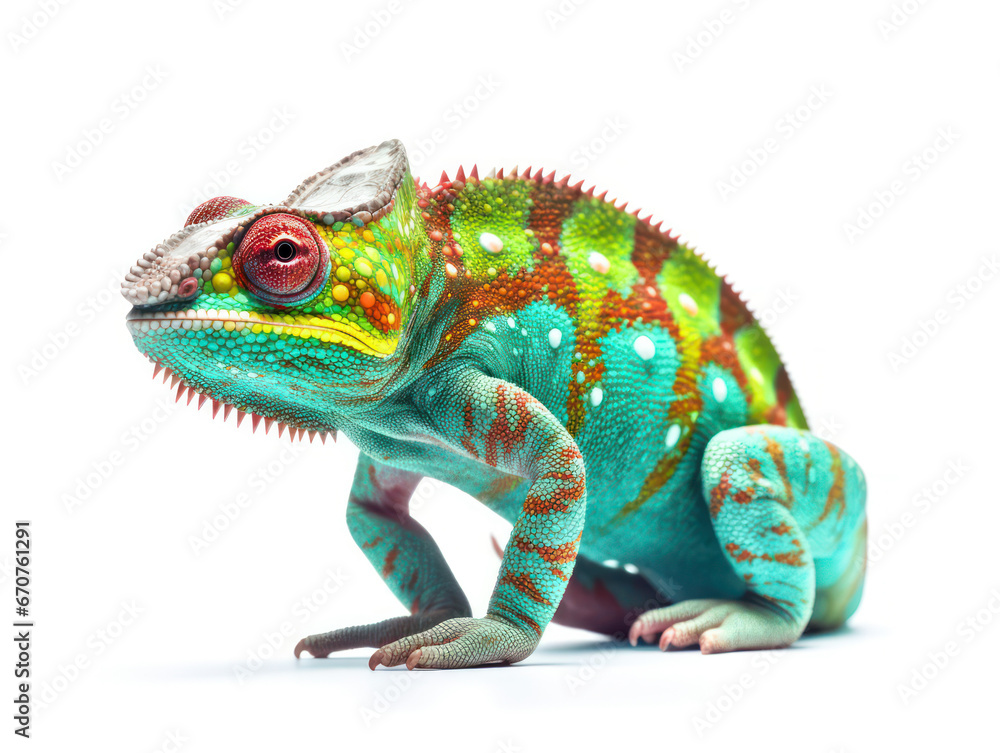 Fototapeta premium Chameleon Studio Shot Isolated on Clear White Background, Generative AI