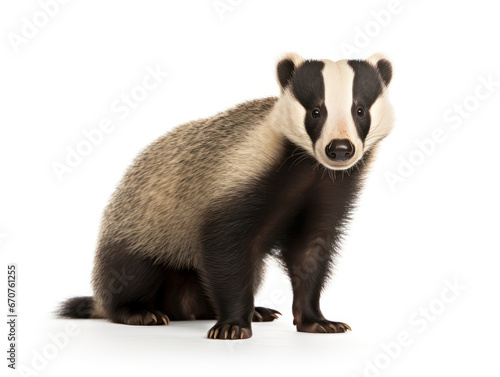 Badger Studio Shot Isolated on Clear White Background, Generative AI