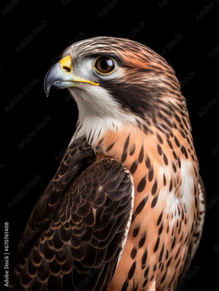Falcon Studio Shot Isolated on Clear Black Background, Generative AI Falcon Studio Shot Isolated on Clear Black Background, Generative AI