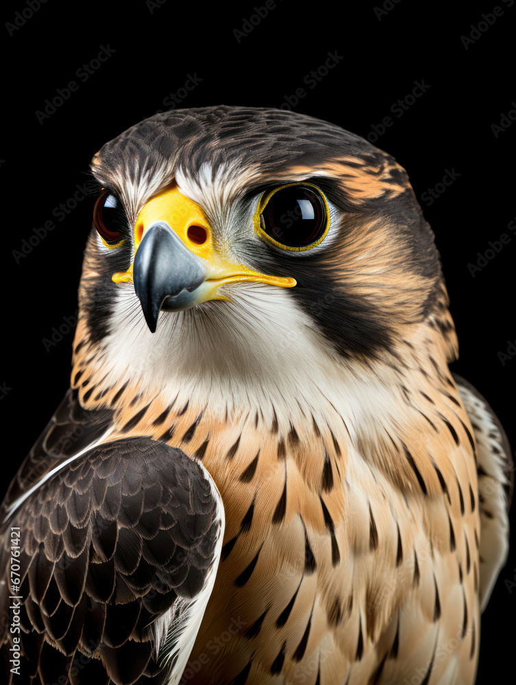 Fototapeta premium Falcon Studio Shot Isolated on Clear Black Background, Generative AI