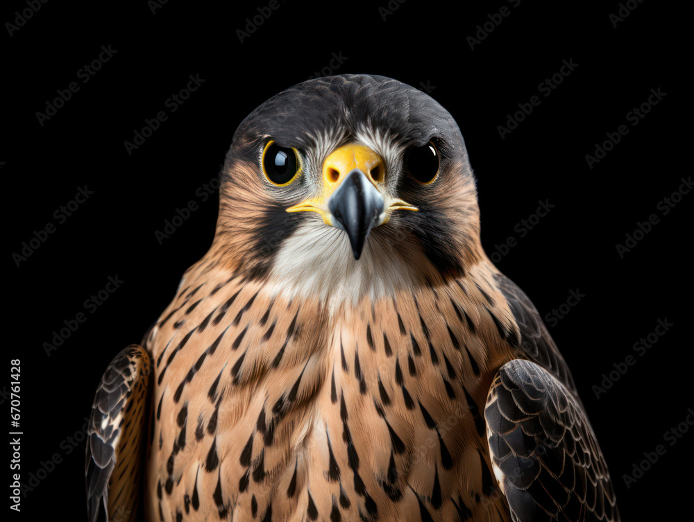 Falcon Studio Shot Isolated on Clear Black Background, Generative AI Falcon Studio Shot Isolated on Clear Black Background, Generative AI