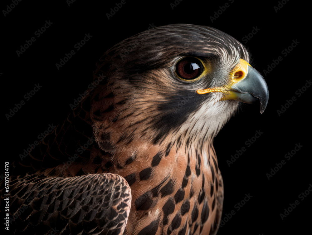 Falcon Studio Shot Isolated on Clear Black Background, Generative AI Falcon Studio Shot Isolated on Clear Black Background, Generative AI