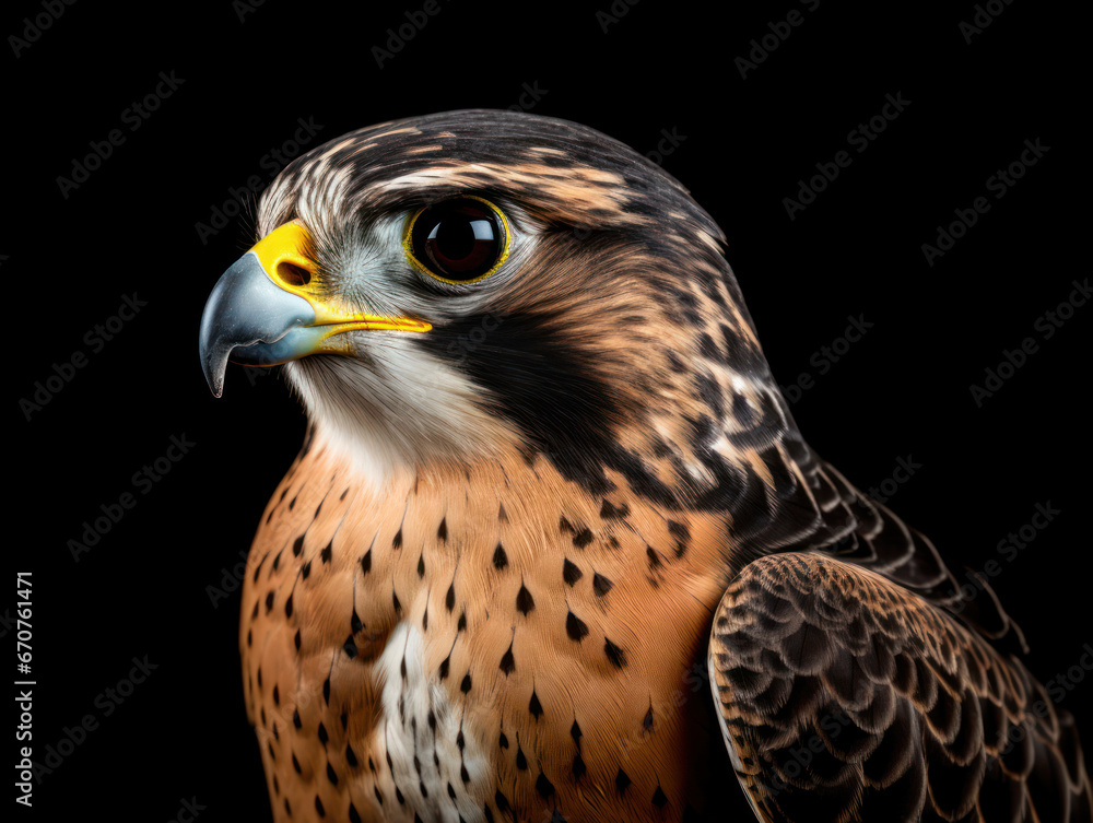 Falcon Studio Shot Isolated on Clear Black Background, Generative AI Falcon Studio Shot Isolated on Clear Black Background, Generative AI