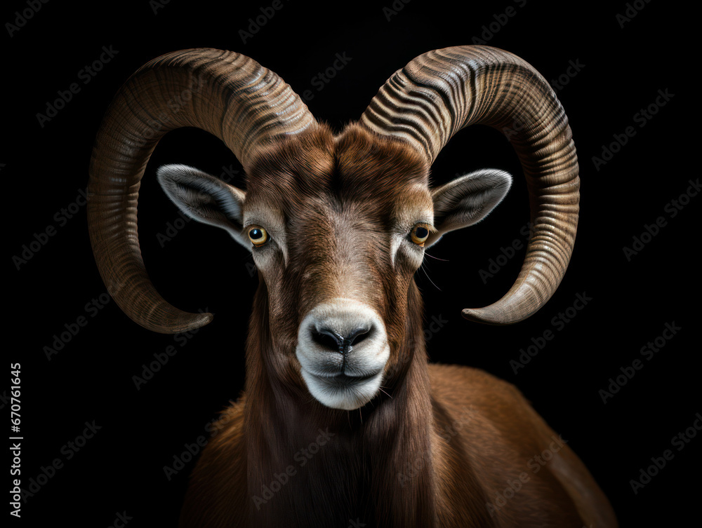 Ibex Studio Shot Isolated on Clear Black Background, Generative AI Ibex Studio Shot Isolated on Clear Black Background, Generative AI
