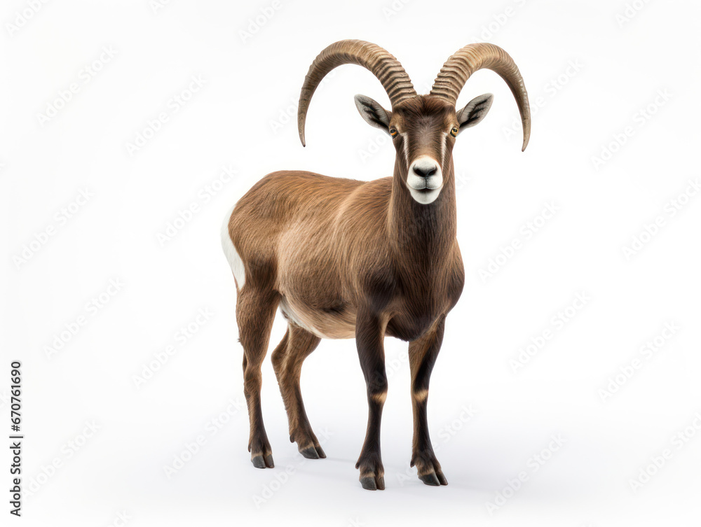 Ibex Studio Shot Isolated on Clear White Background, Generative AI Ibex Studio Shot Isolated on Clear White Background, Generative AI