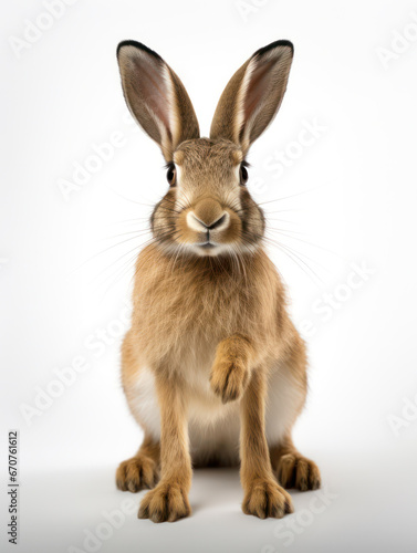Hare Studio Shot Isolated on Clear White Background  Generative AI