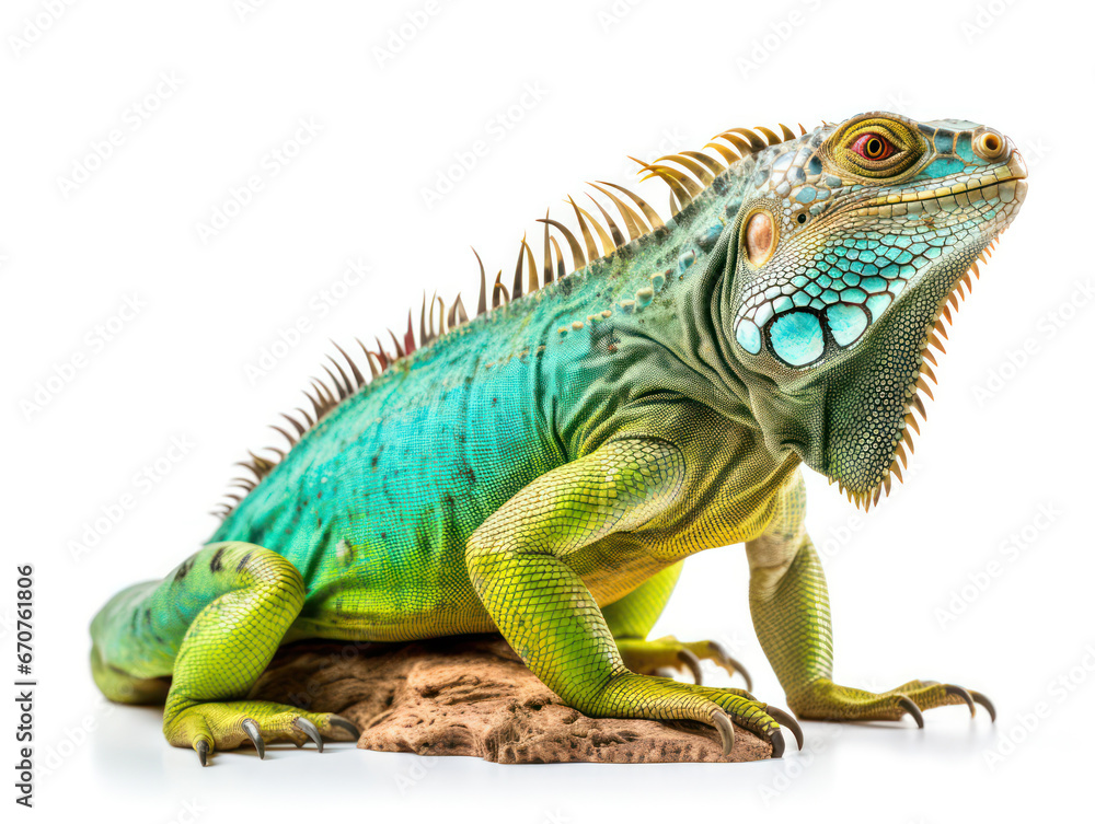 Fototapeta premium Iguana Studio Shot Isolated on Clear White Background, Generative AI