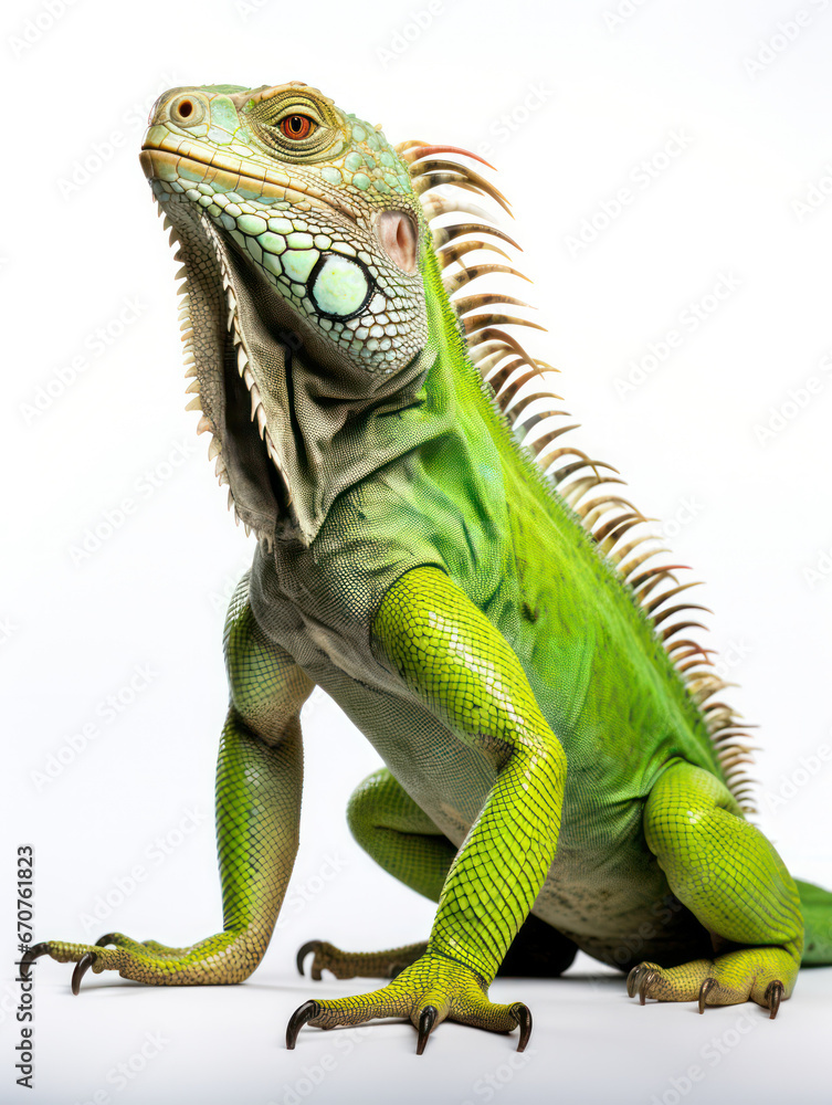 Obraz premium Iguana Studio Shot Isolated on Clear White Background, Generative AI