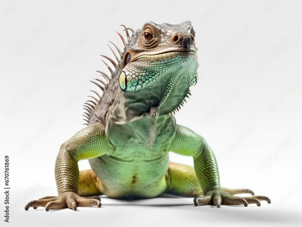 Fototapeta premium Iguana Studio Shot Isolated on Clear White Background, Generative AI