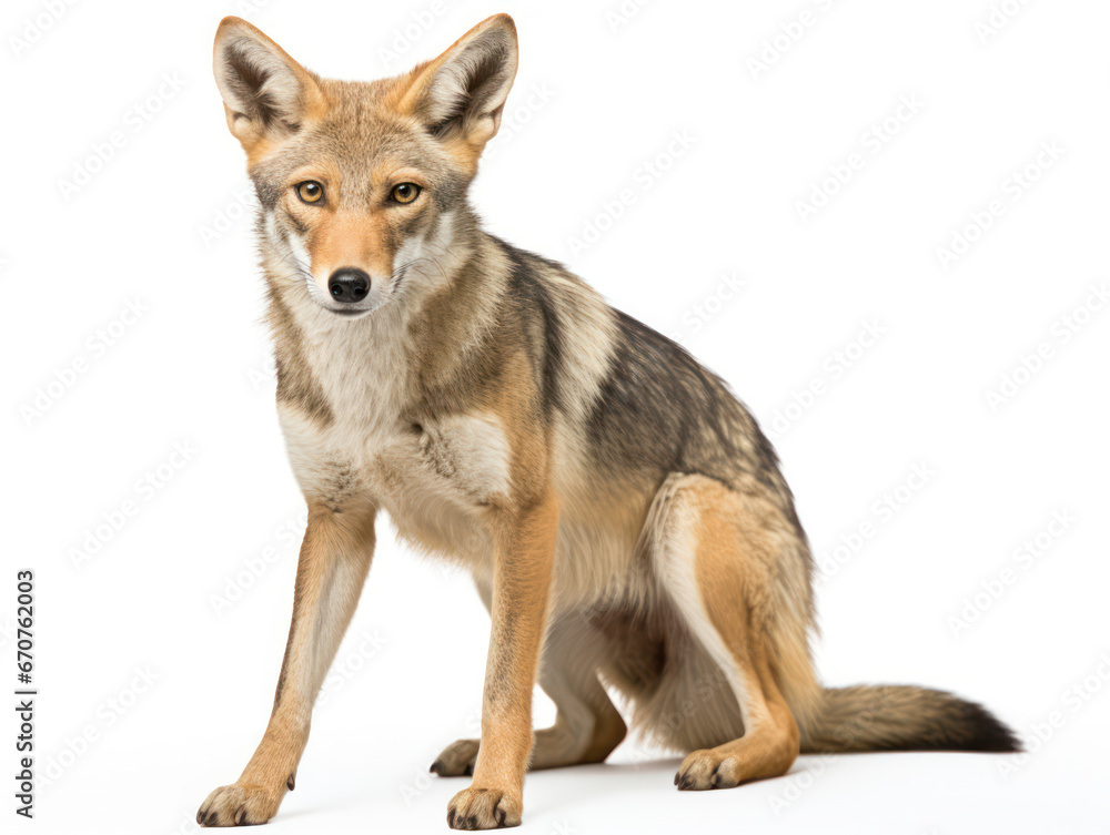 Fototapeta premium Jackal Studio Shot Isolated on Clear White Background, Generative AI