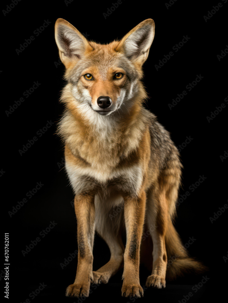 Obraz premium Jackal Studio Shot Isolated on Clear Black Background, Generative AI