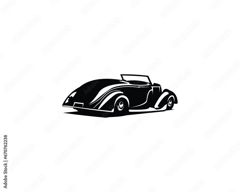 Naklejka premium 1932 Ford Caupe car. vintage car logo silhouette. isolated white background view from side. Best for logo, badge, emblem, icon, sticker design