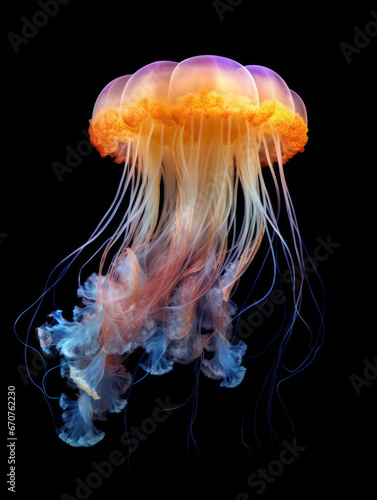 Jellyfish Studio Shot Isolated on Clear Black Background, Generative AI