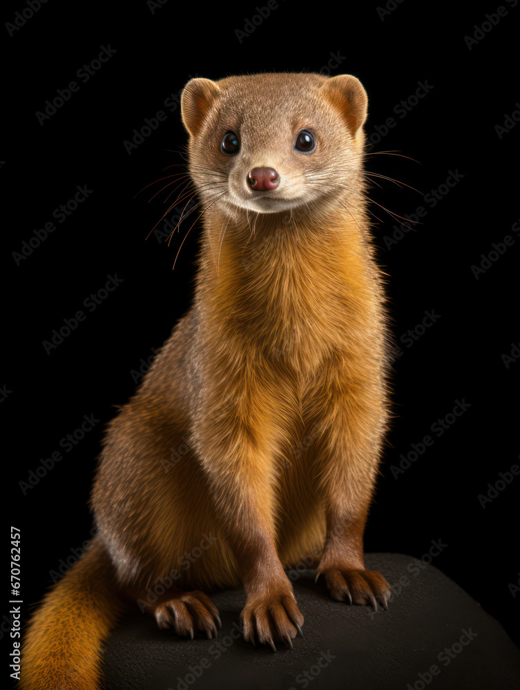 Mongoose Studio Shot Isolated on Clear Black Background, Generative AI Mongoose Studio Shot Isolated on Clear Black Background, Generative AI