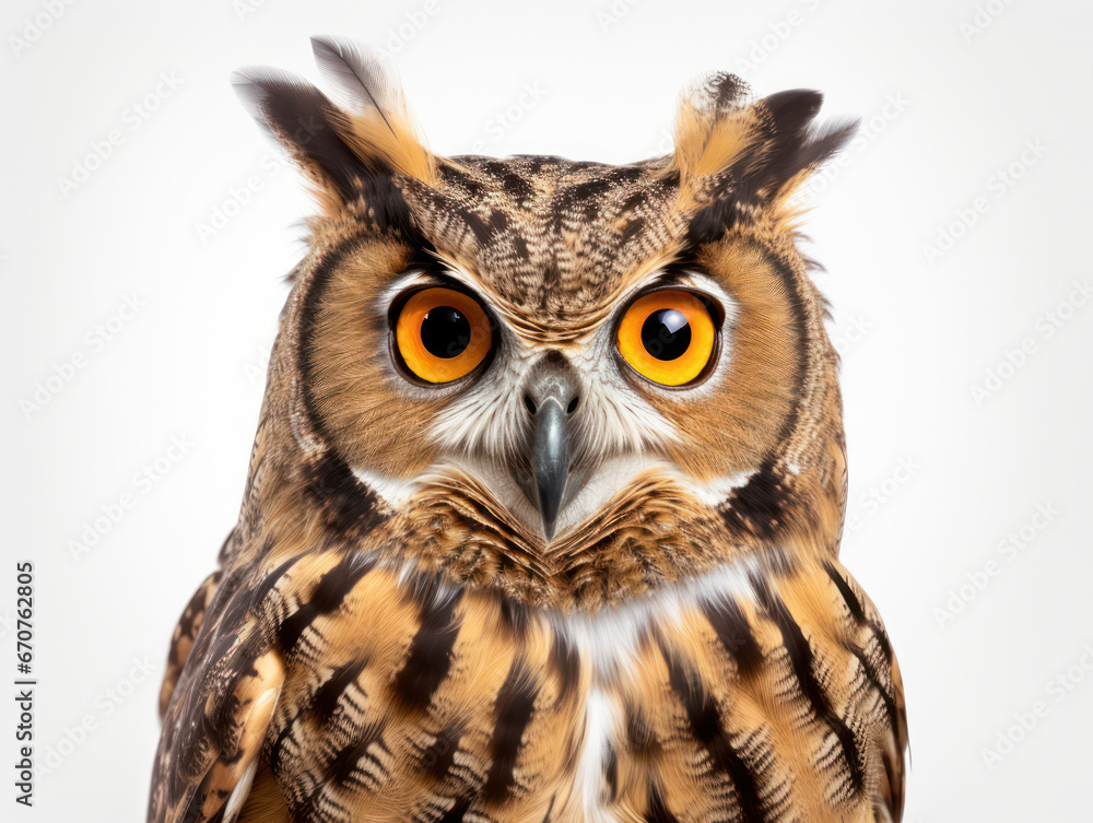 Owl Studio Shot Isolated on Clear White Background, Generative AI Owl Studio Shot Isolated on Clear White Background, Generative AI
